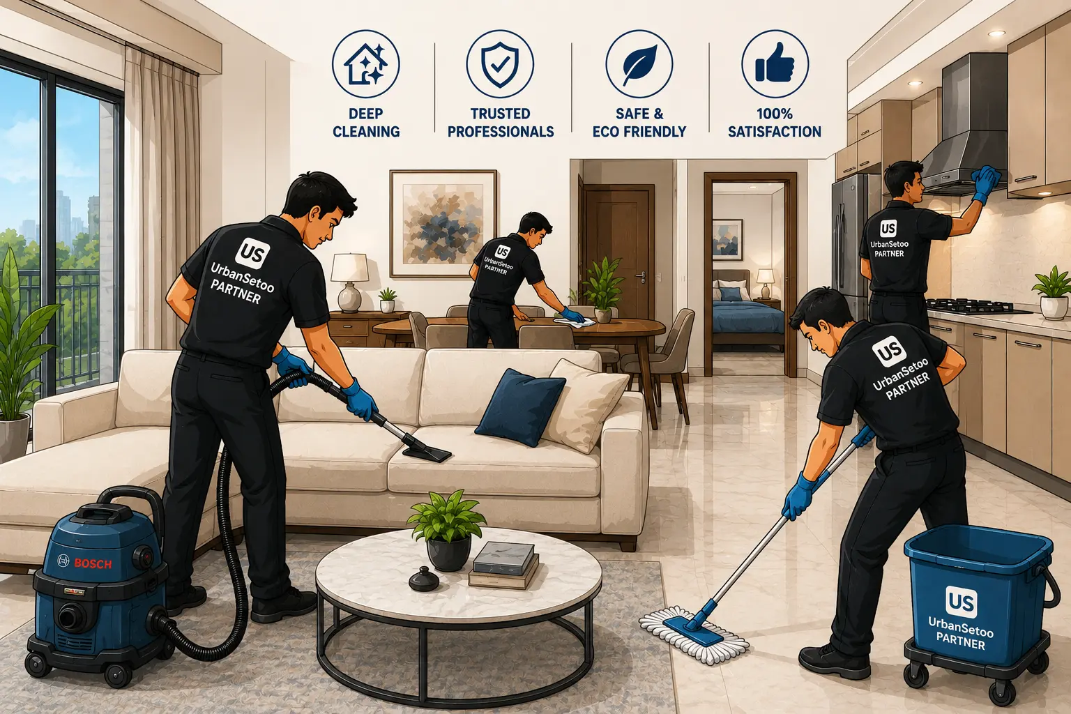1 BHK Furnished Apartment Home Deep Cleaning -  Service in Gurgaon